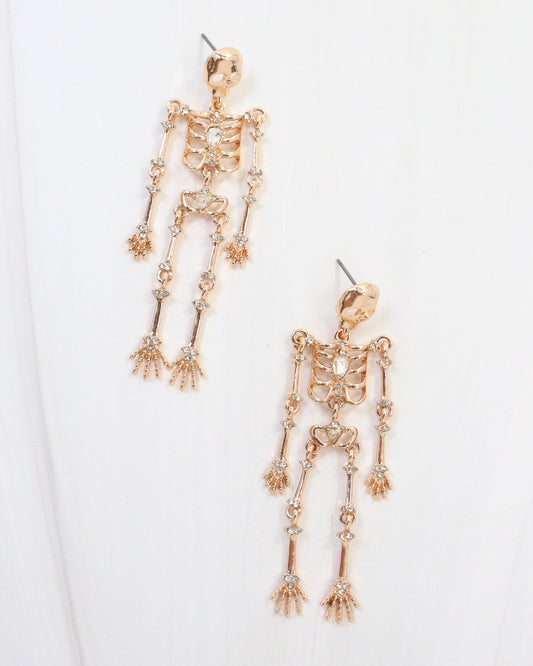 Spooky Skeleton Earring Gold