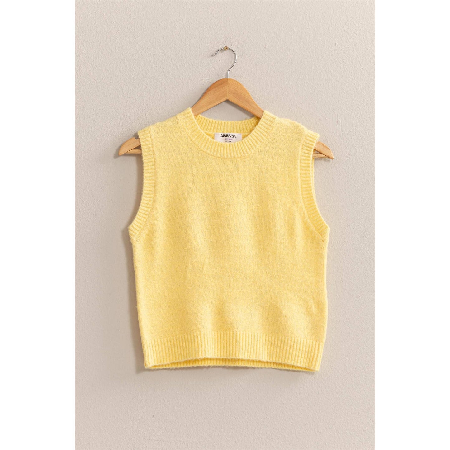 Yellow Sleeveless Sweater Top