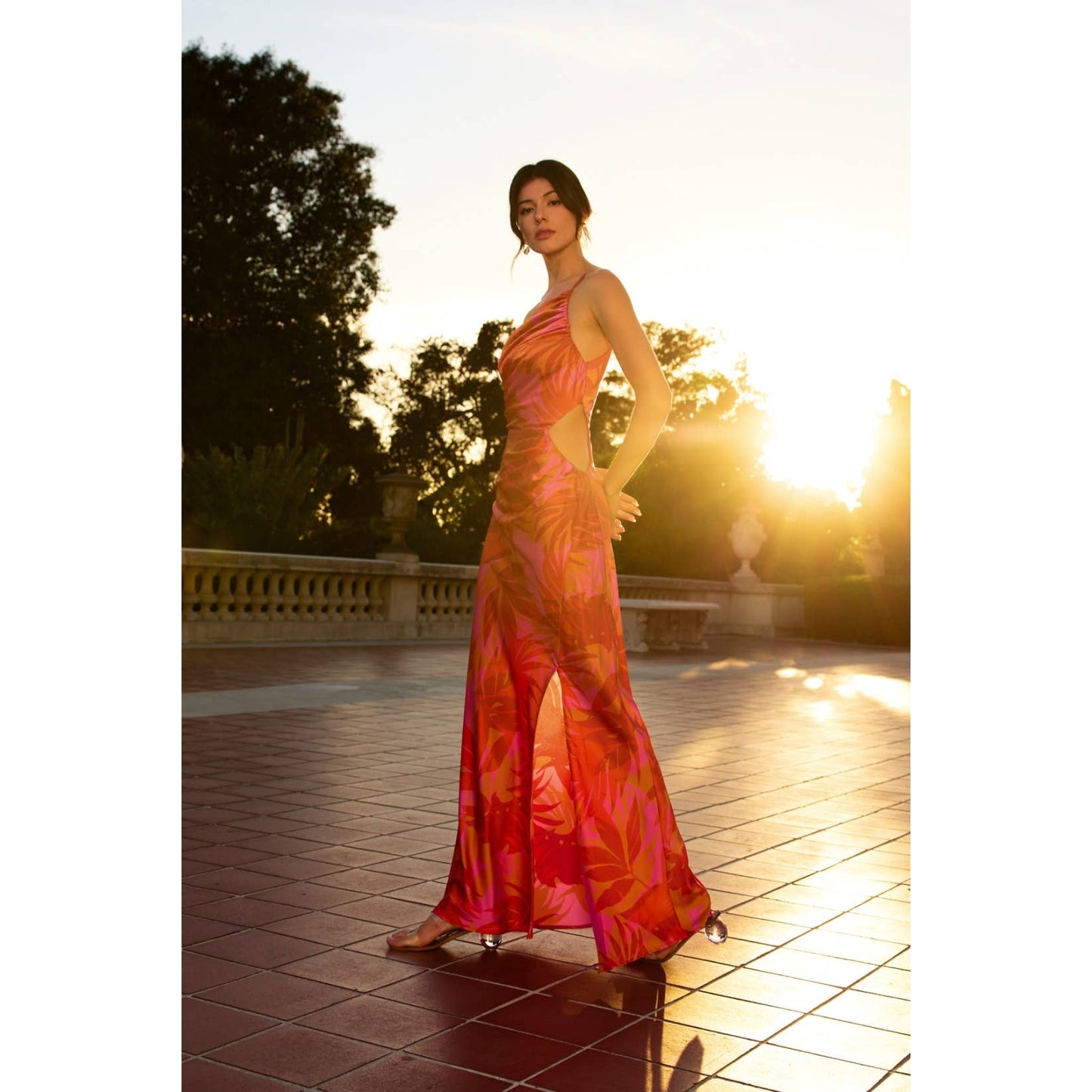 Sunset Lover One Shoulder Ruched Maxi Dress