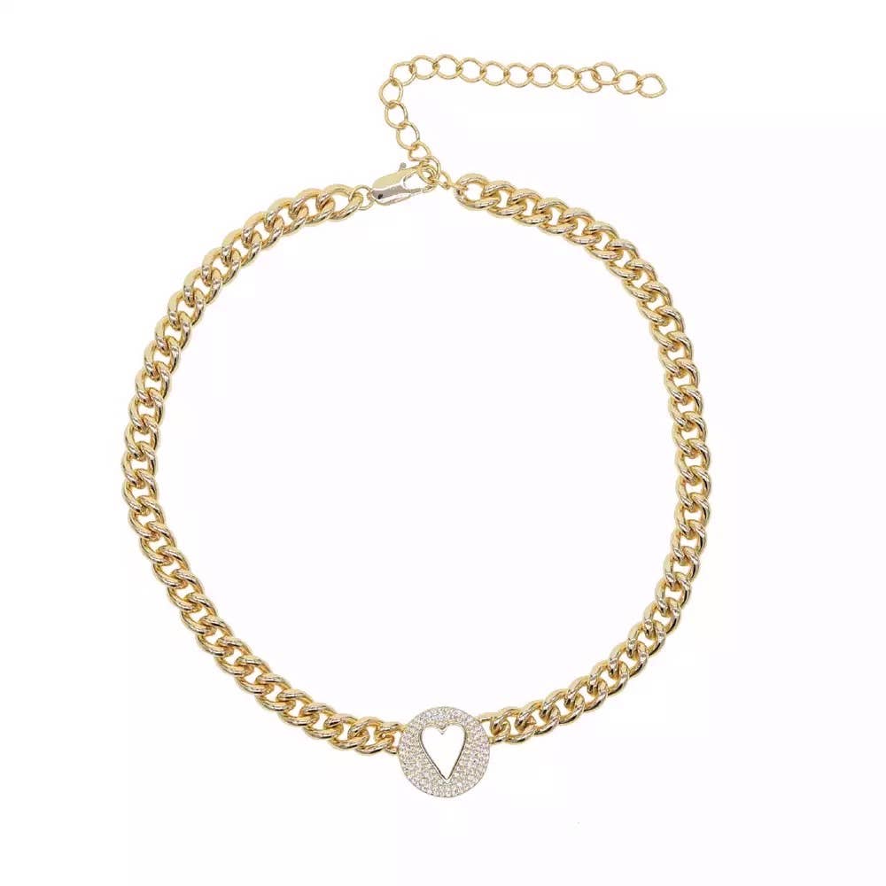 Pave Heart Chain