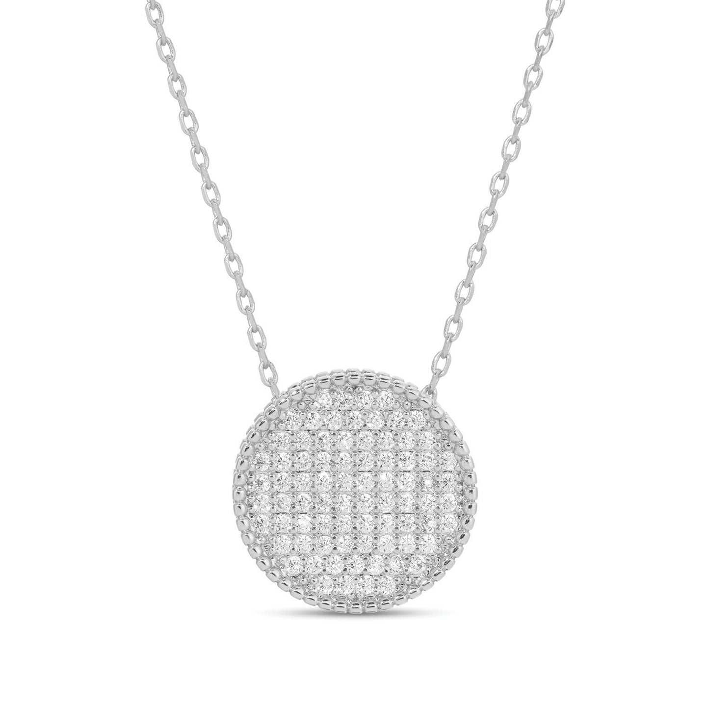 Silver Pave Round Necklace