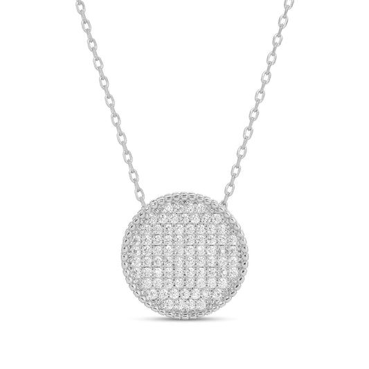 Silver Pave Round Necklace