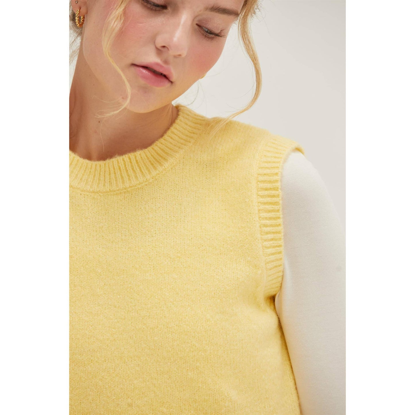 Yellow Sleeveless Sweater Top