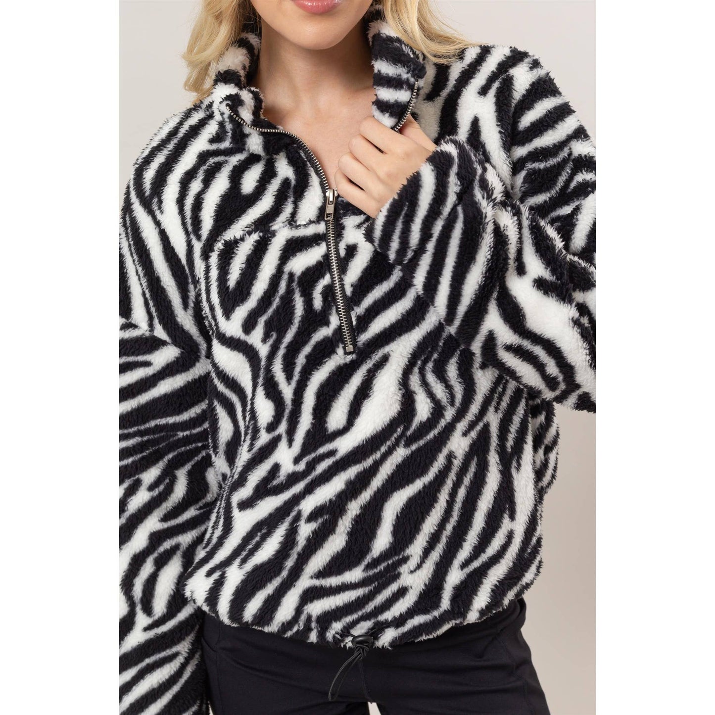 Zebra Sherpa Half-Zip Pullover