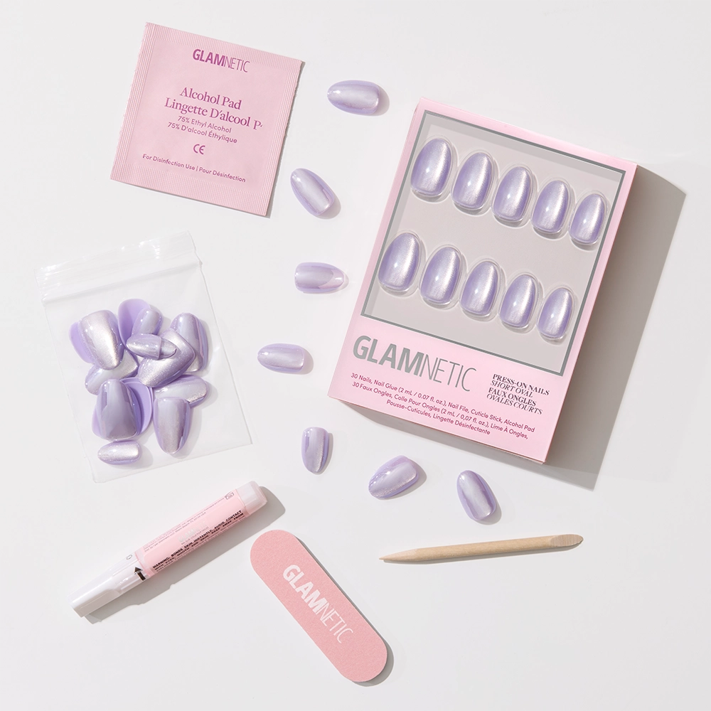 Glamnetic Mermaid's Tail Press-On Nails | Short Oval Purple Iridiscent