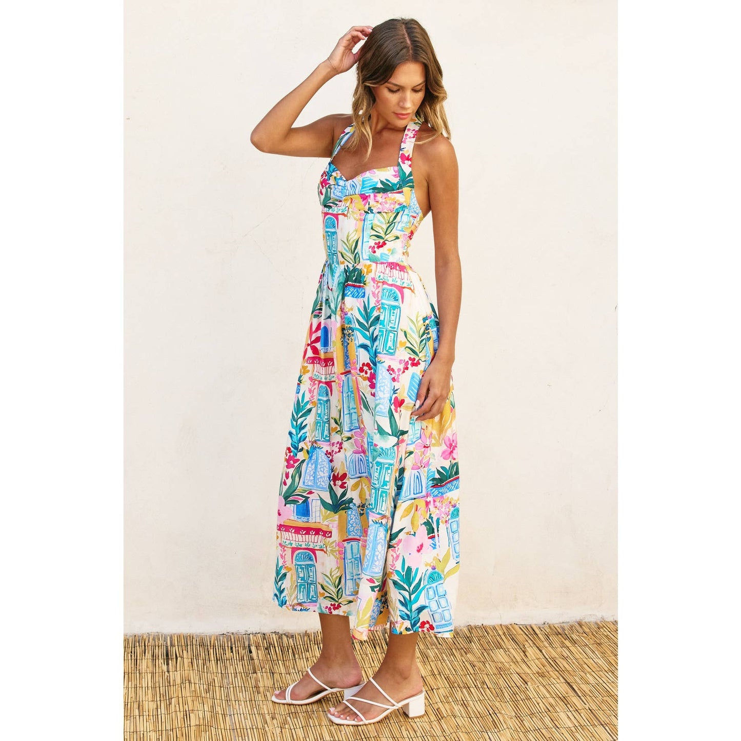 Long Summer Halter Neck Midi Dress