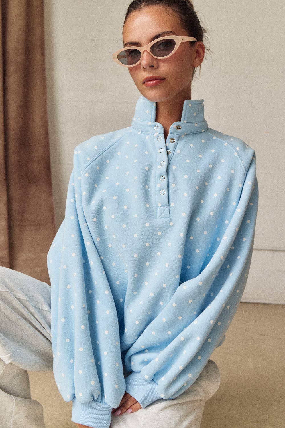 Piper Polka Dot Snap Button Pullover