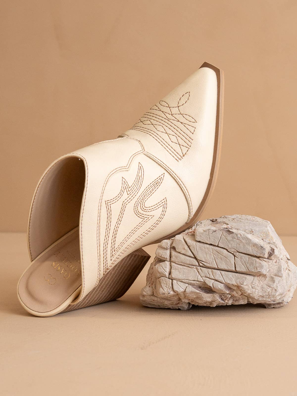 The Kiara Off White Western Heeled Mule