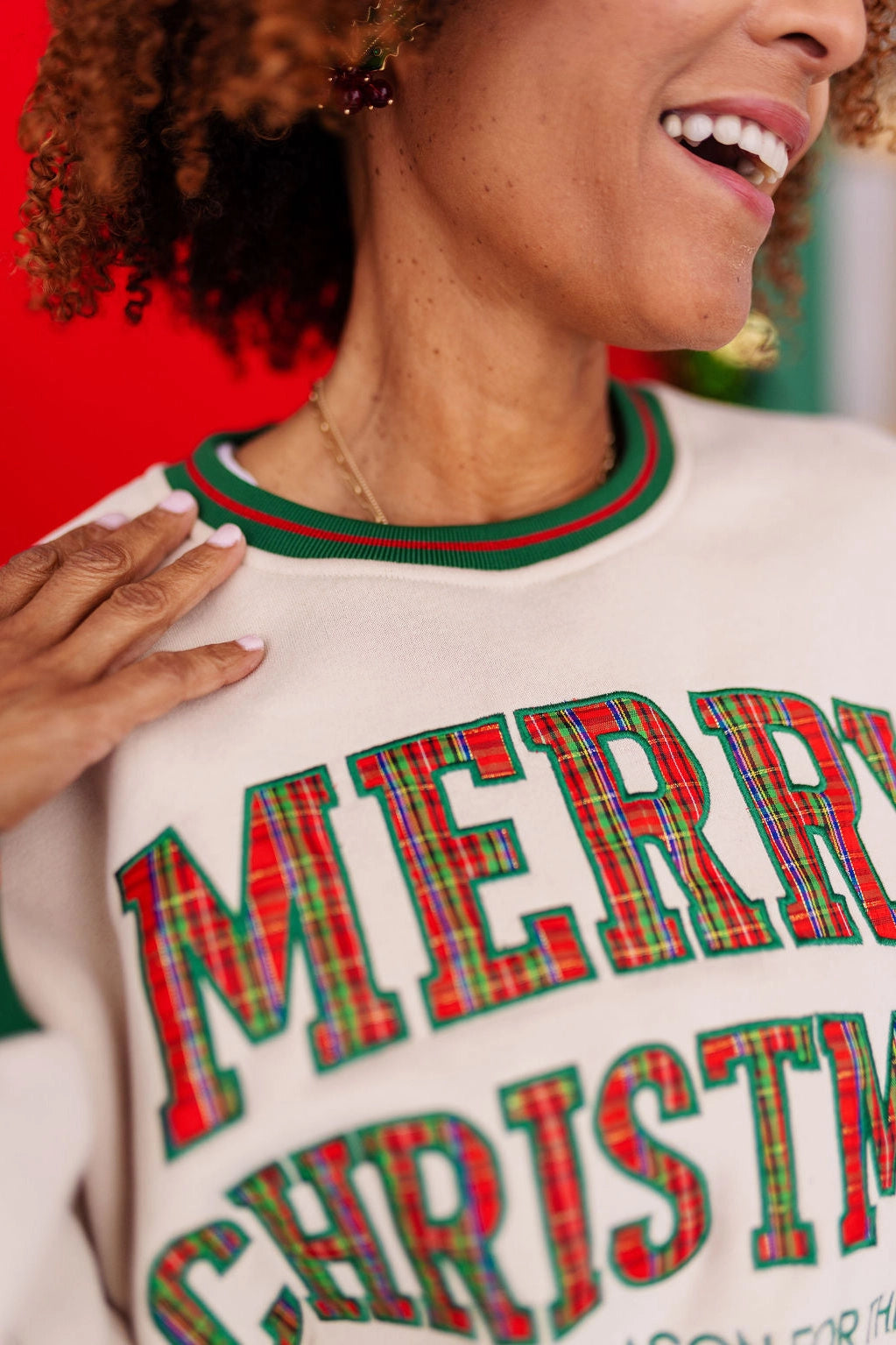 Merry Christmas Tartan Plaid Tunic Sweatshirt