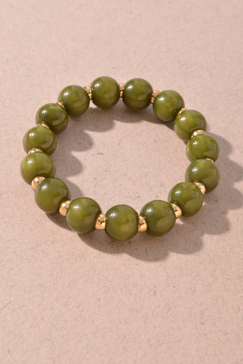 Marbled Round Beaded Stretch Bracelets