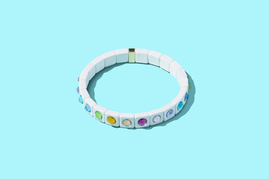 Multi Circle Stone Enamel Stretch Bracelet