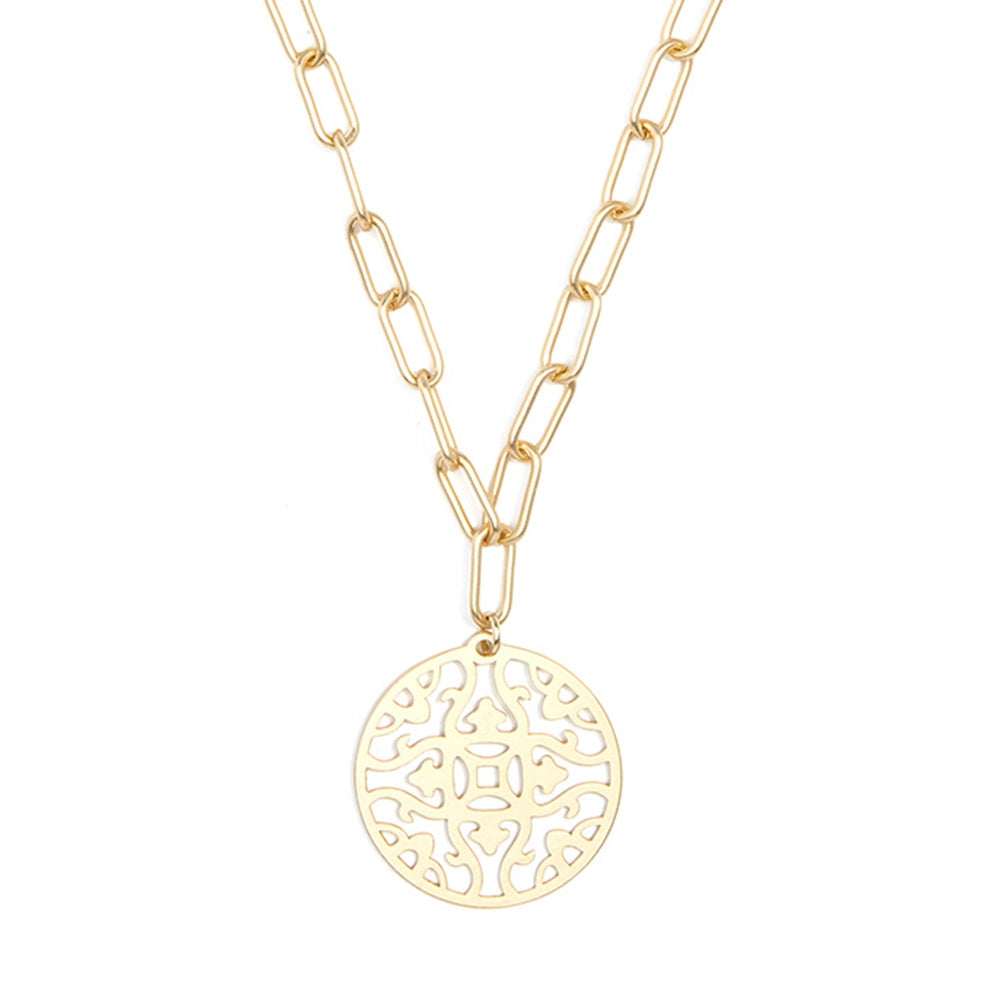 Matte Gold Pendant Chain Necklace