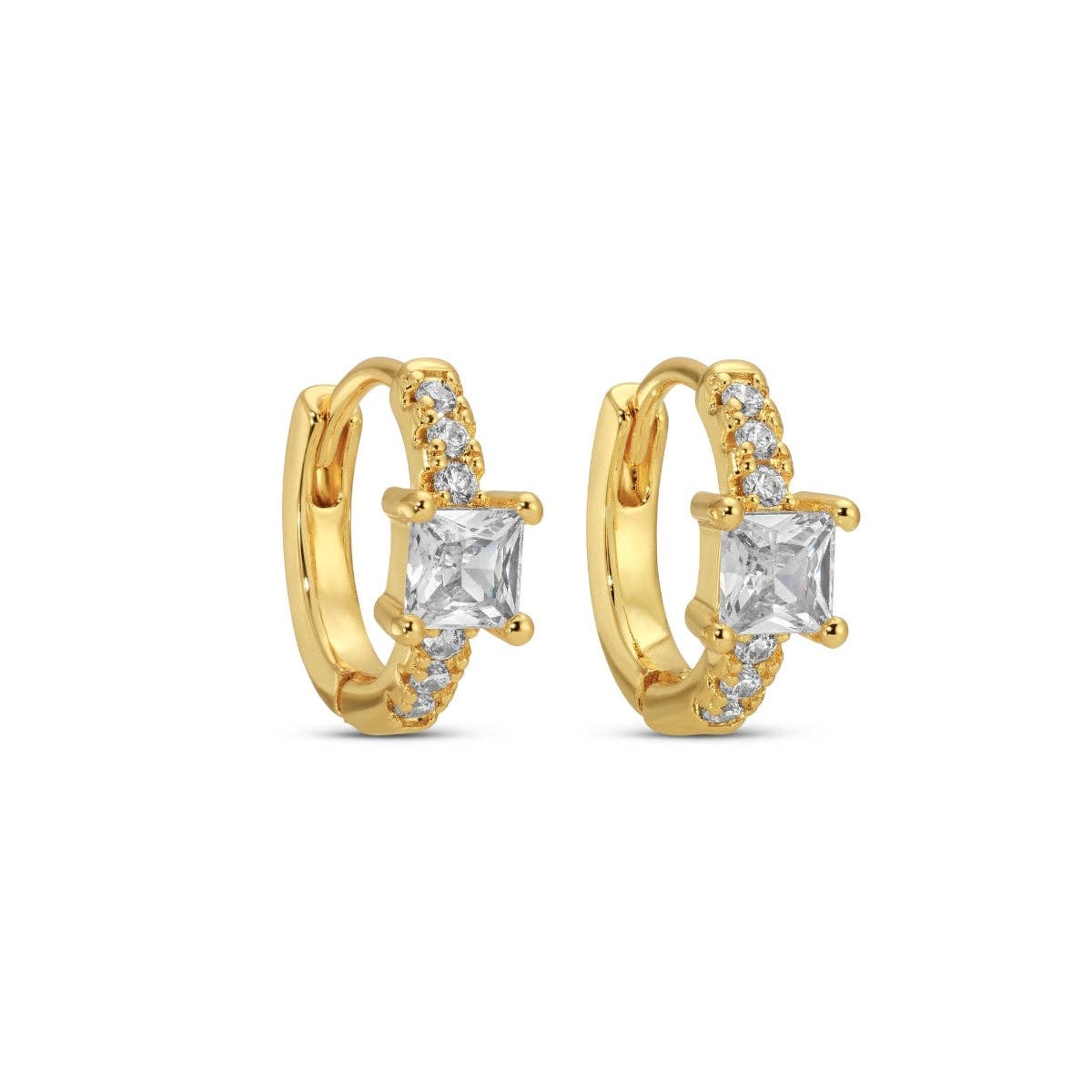 Pavé Huggies with Square Cubic Zirconia
