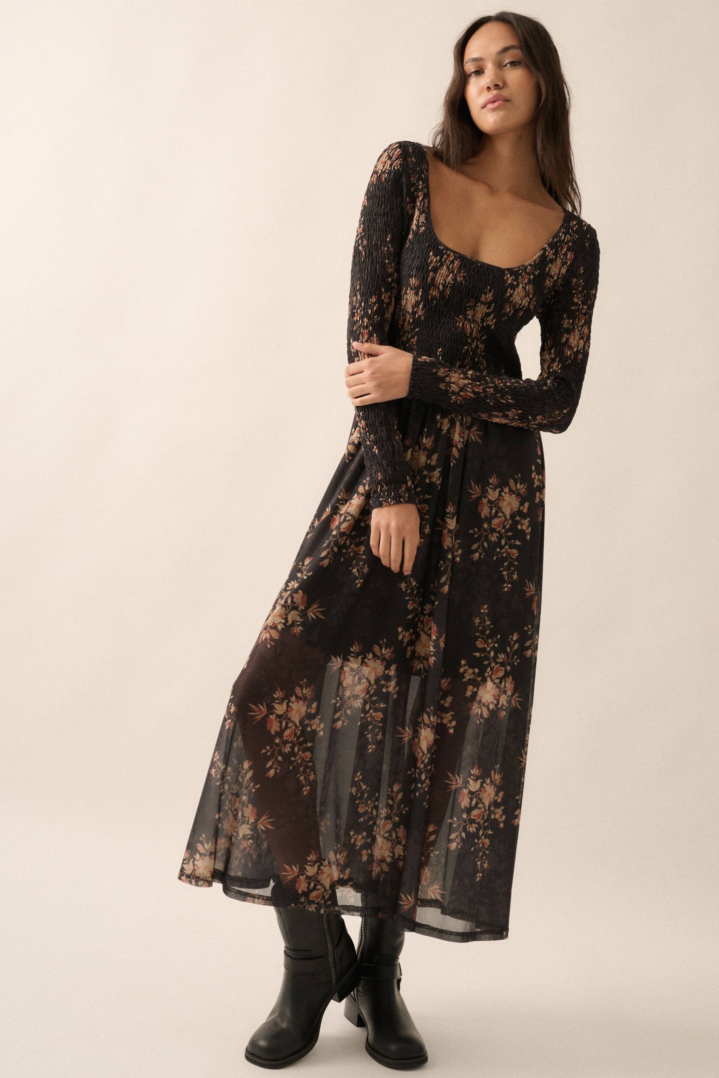 Heather Floral Smocked Maxi Dress