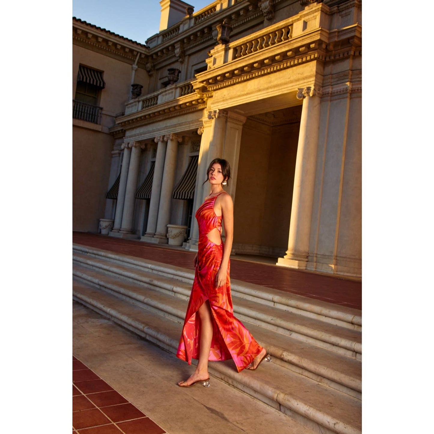 Sunset Lover One Shoulder Ruched Maxi Dress