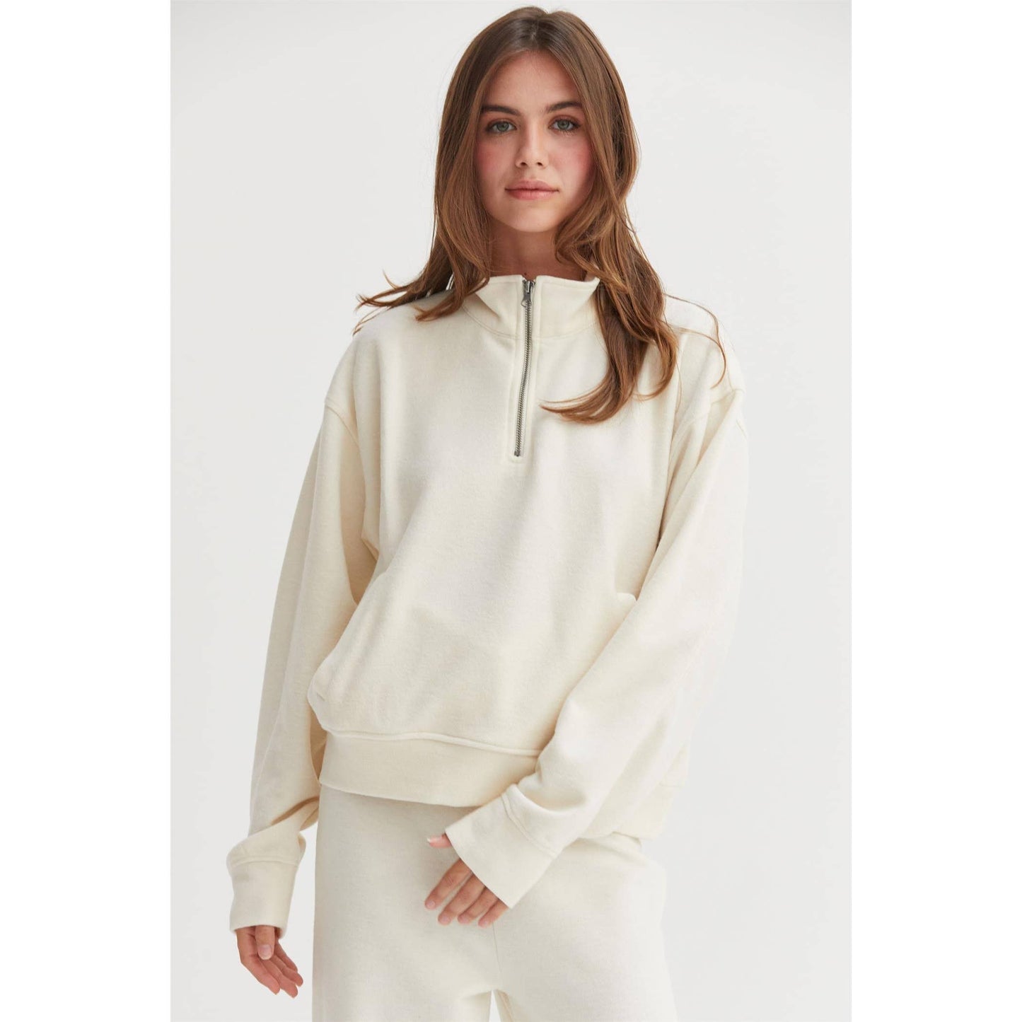 Cream Half Zip Sweatshirt