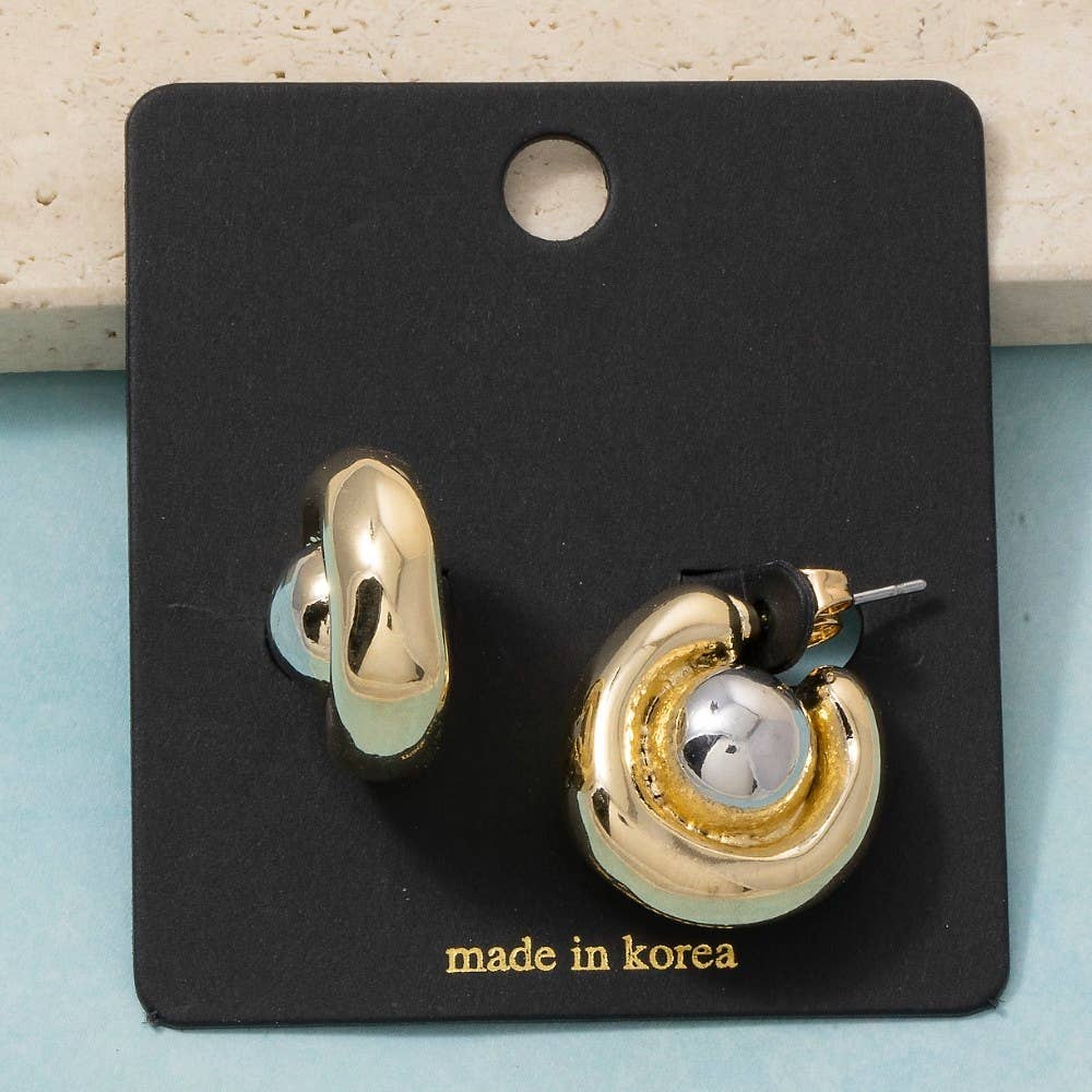 Two-Tone Chunky Hoop Earrings