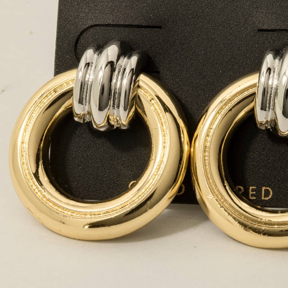 Gold Dipped Two Tone Door Knocker Earrings