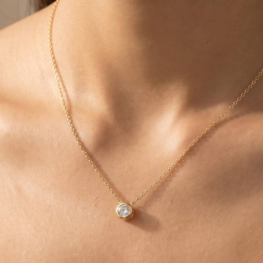 Round Bezel Pendant Necklace