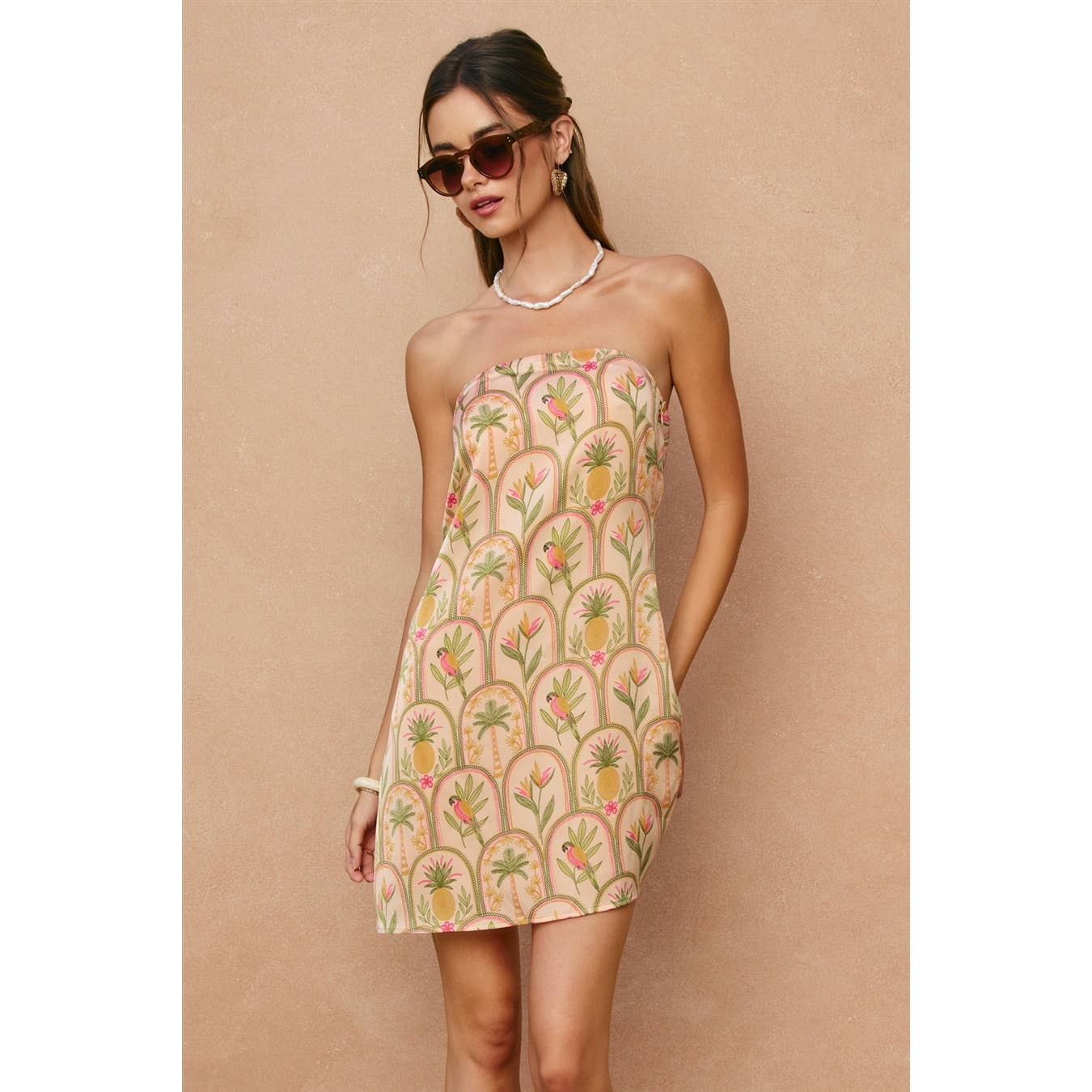 Hear That Strapless Back Detail Mini Dress