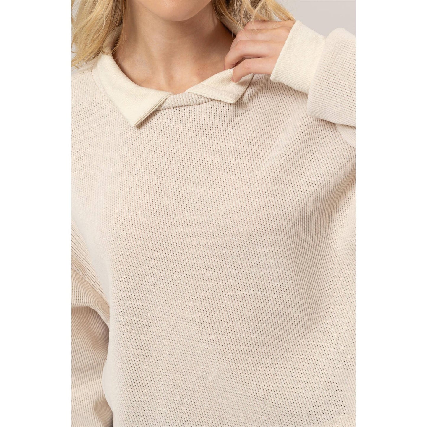 Collared Rib Knit Top