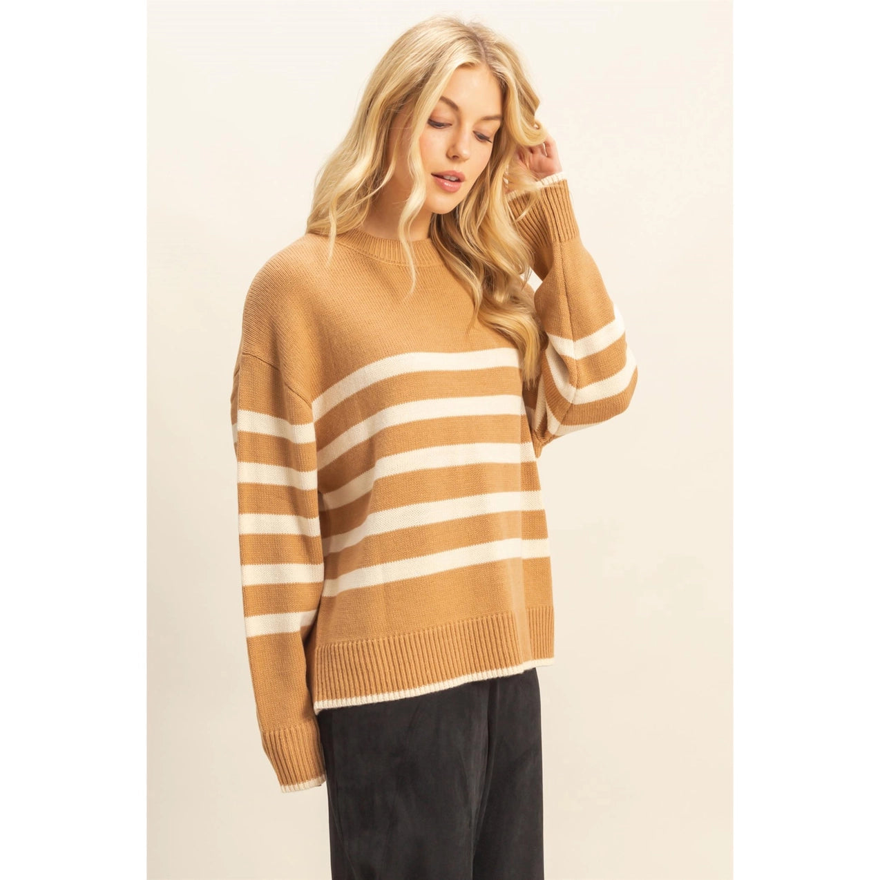 Toffee Stripe Knit Sweater