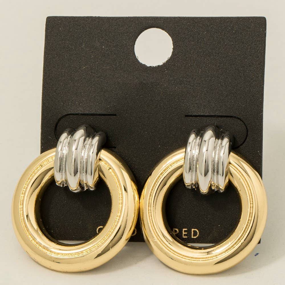 Gold Dipped Two Tone Door Knocker Earrings
