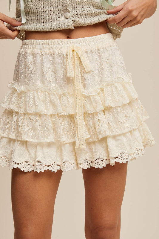 Flirty Lace Tiered Shorts