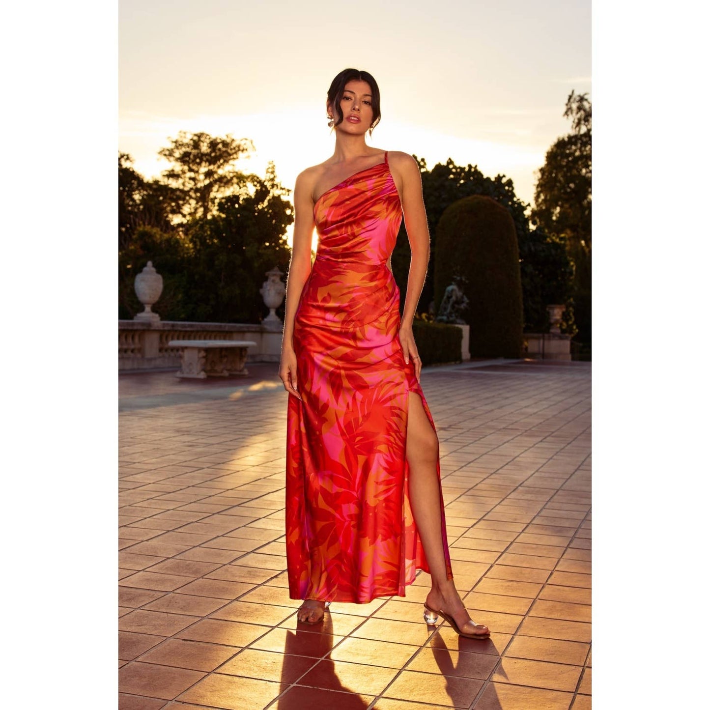 Sunset Lover One Shoulder Ruched Maxi Dress