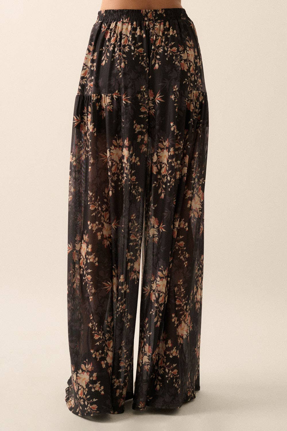 Sloan Floral Mesh Wide-Leg Pants