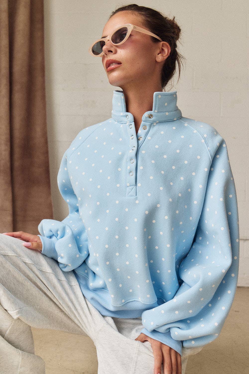 Piper Polka Dot Snap Button Pullover