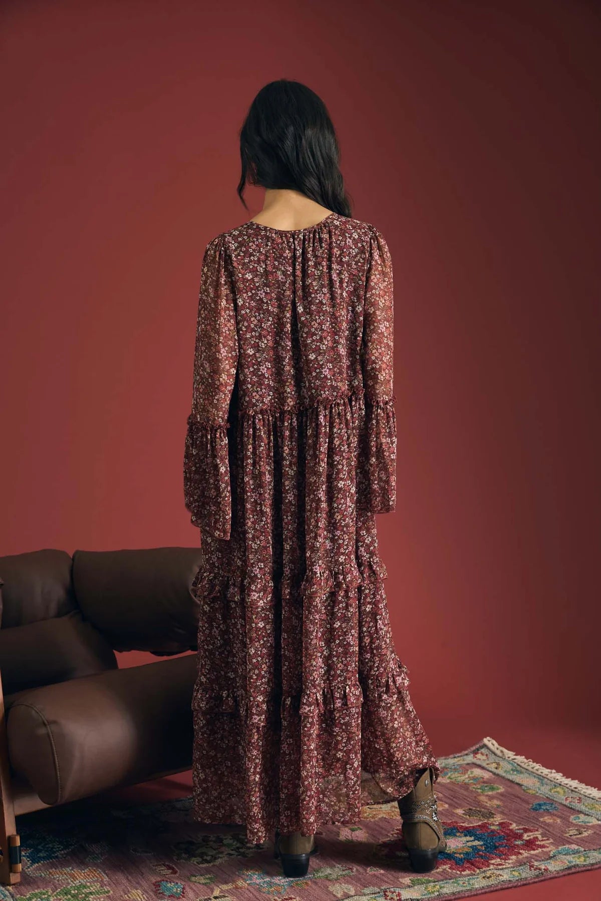 Brianna Floral Organza Midi Dress