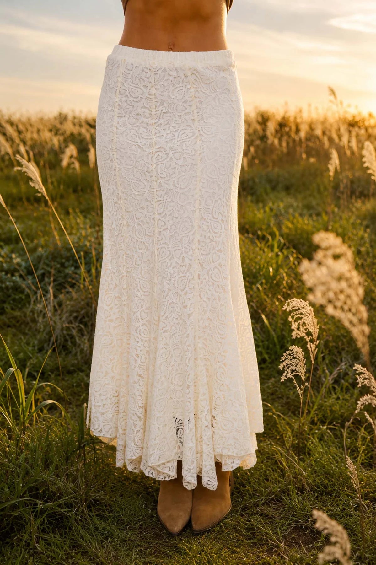 Southern Grace Cream Maxi Skirt