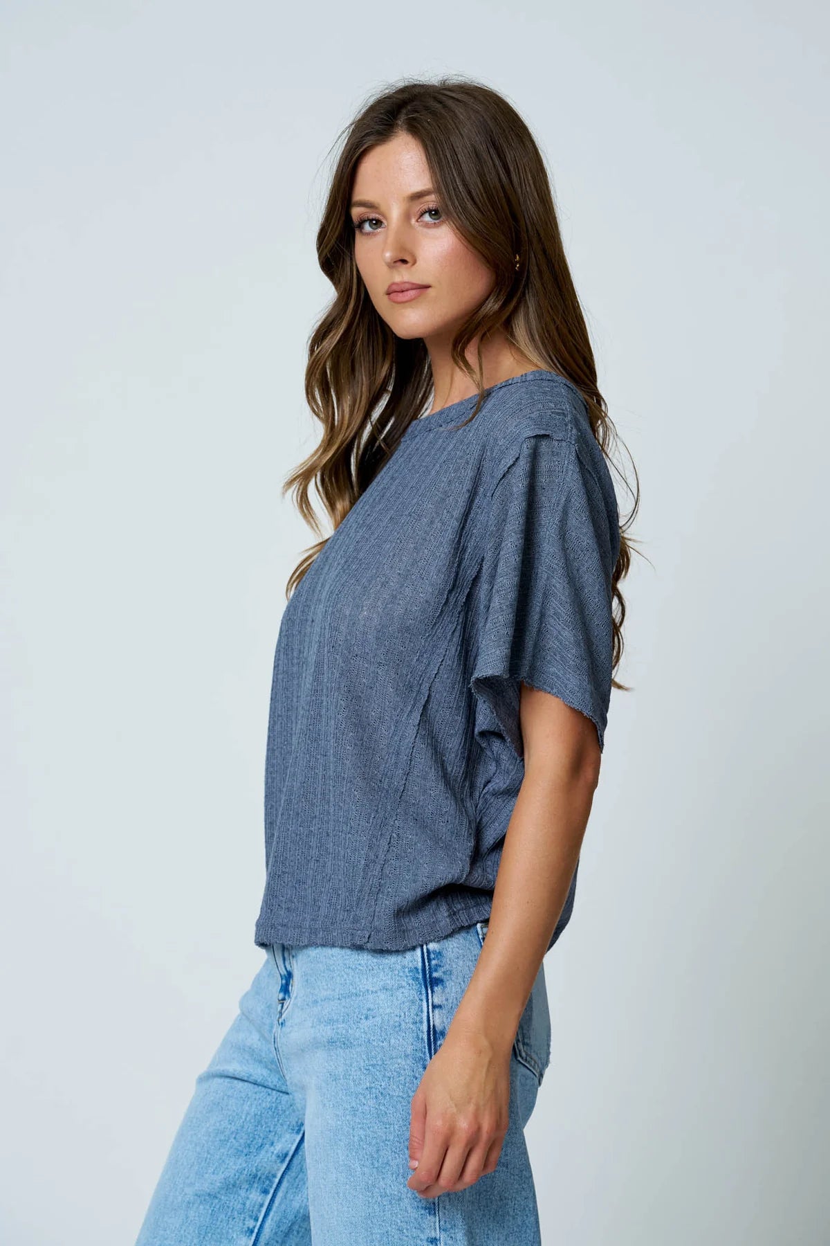 Dusty Blue Textured Tee