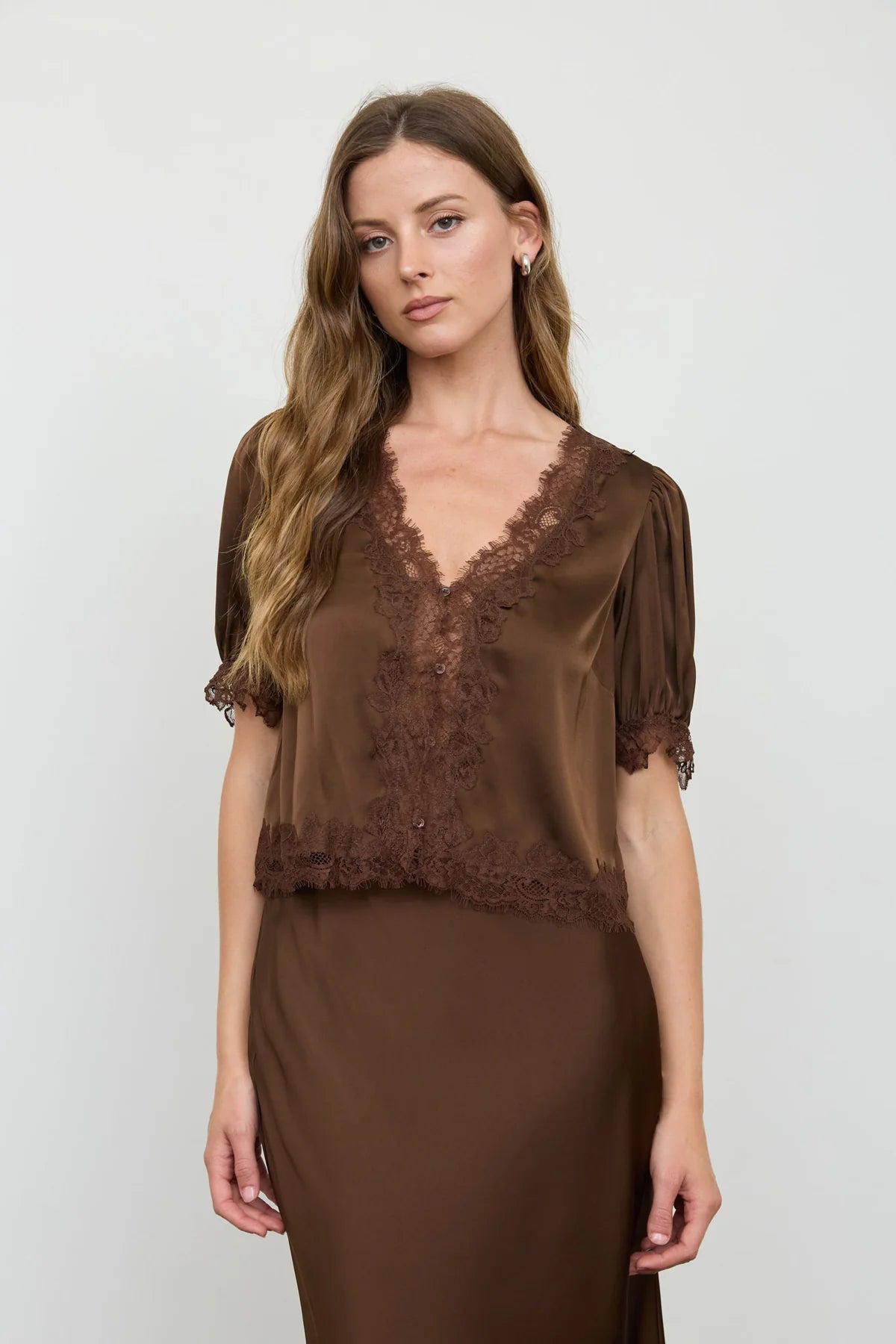 Chocolate Kiss Satin Lace Top