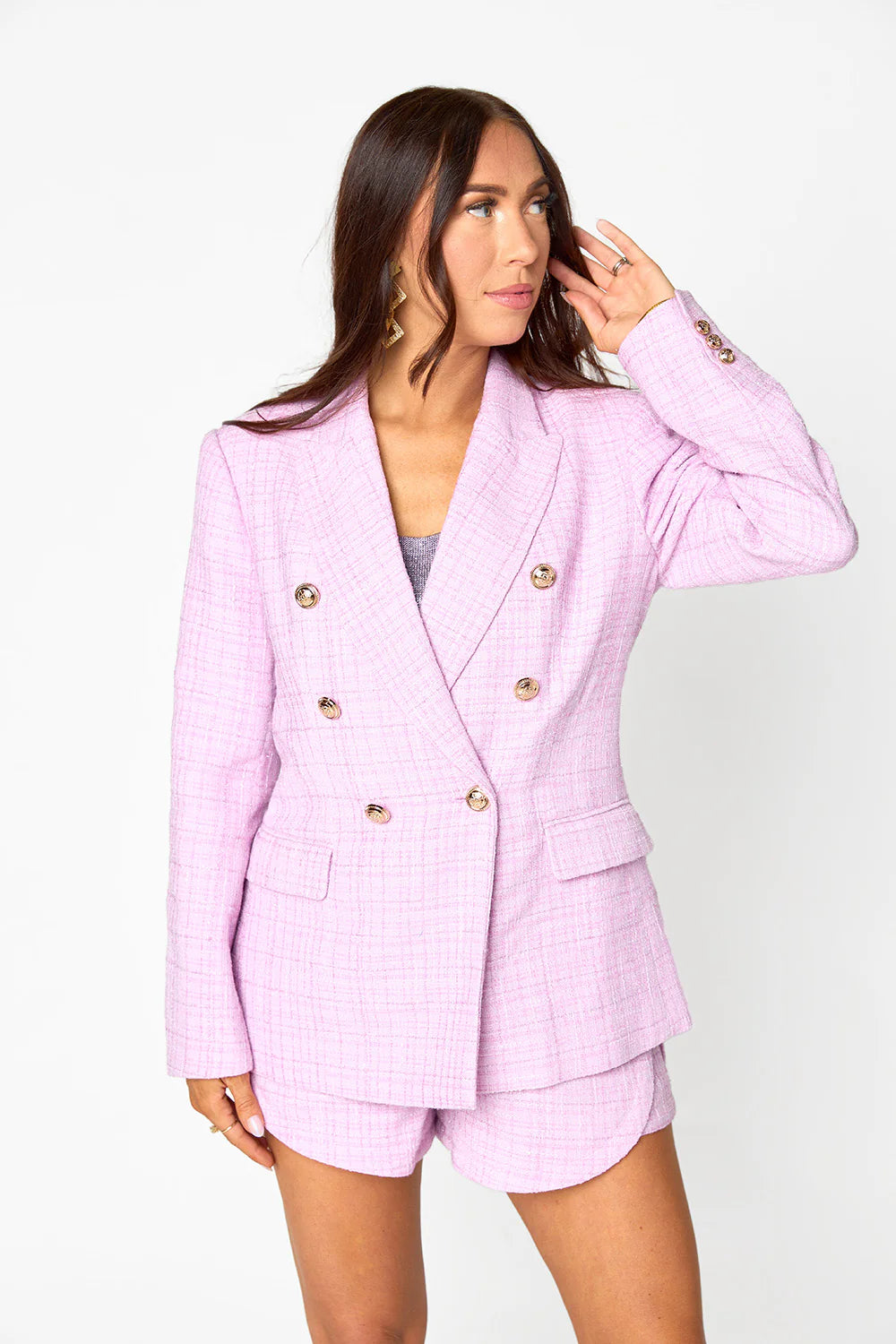 Lavender Tucker Tweed Blazer