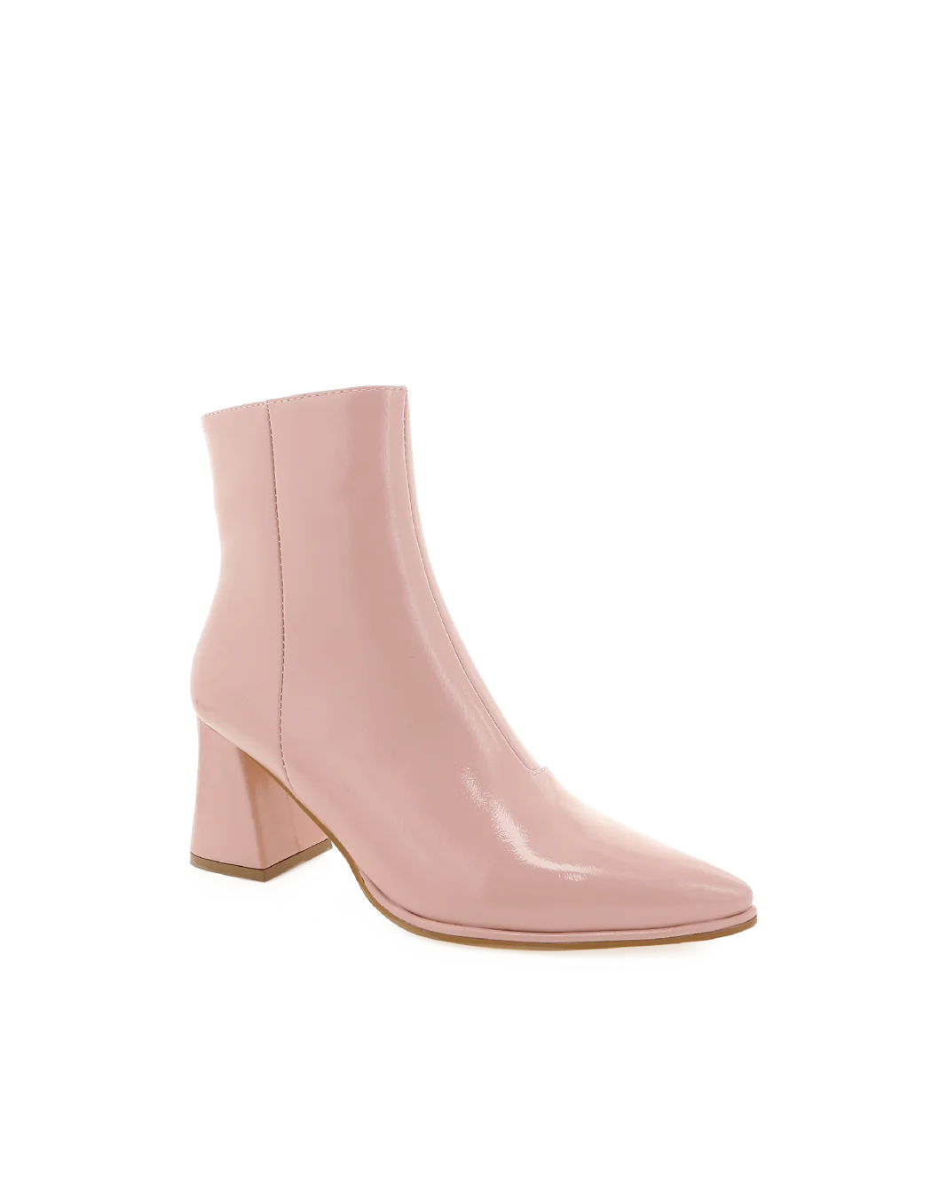 a pink boot with a block heel