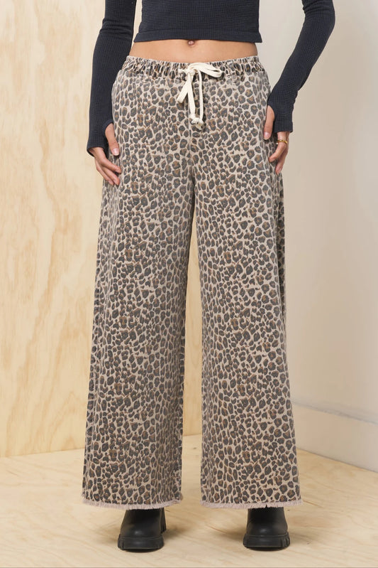 Wild Washed Stretch Denim Wide Leg Pant