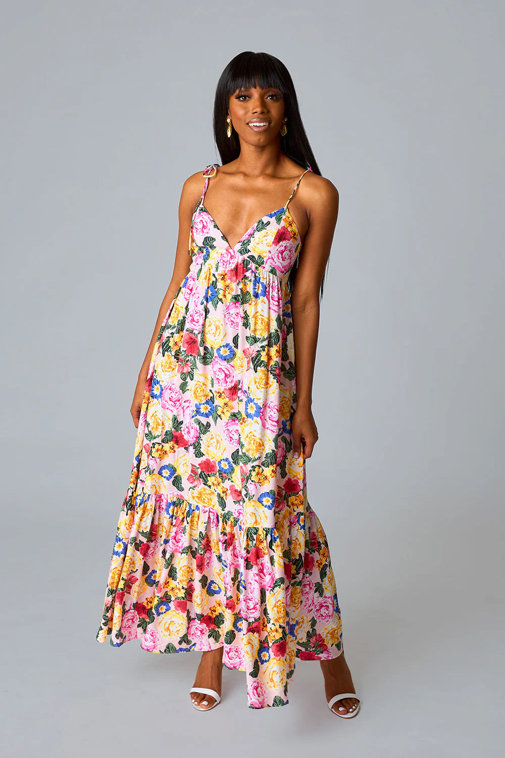 Soleil Monet Tie Shoulder Maxi Dress