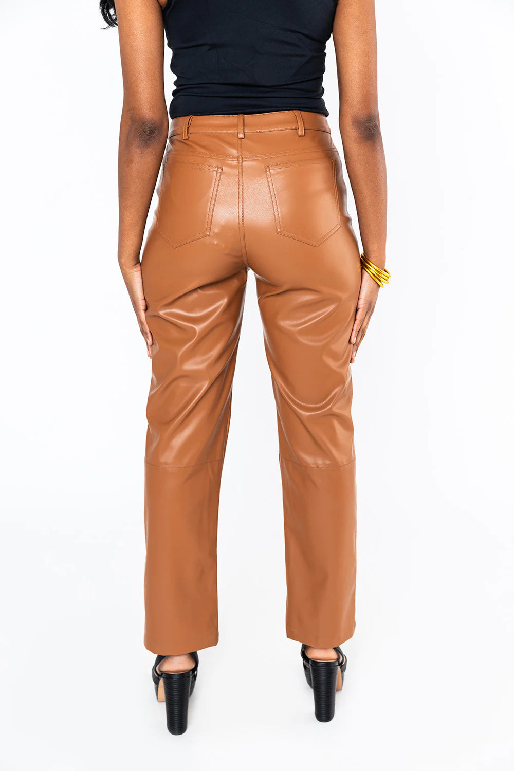 Gomez Vegan Leather Pants - Camel