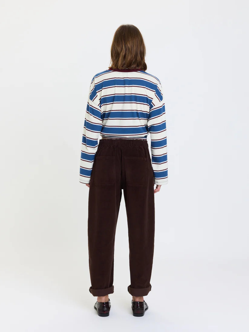 Villa Drawstring Barrel Leg Pant in Chocolate