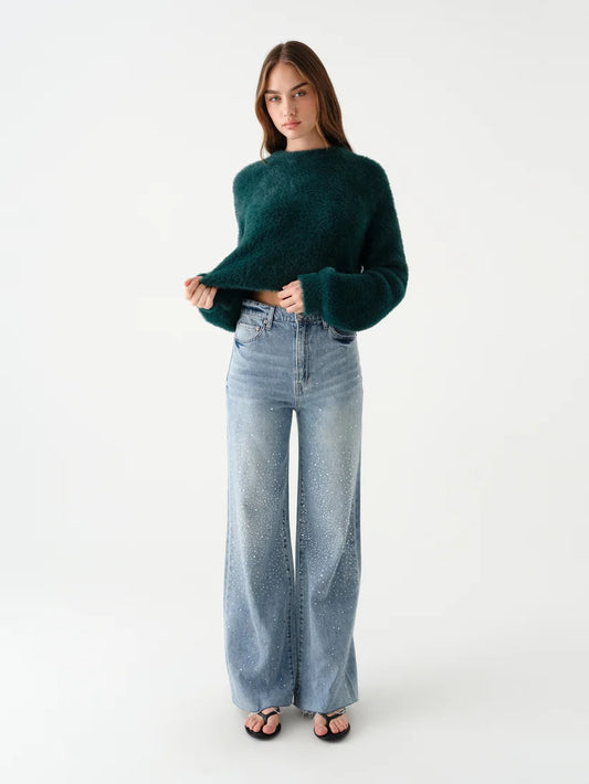 Far Out High Rise Wide Leg in Stardust