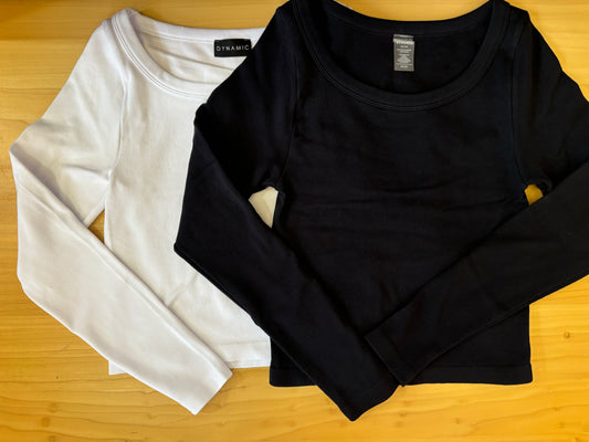 Basic Ribbed Long Sleeve Fitted Tee