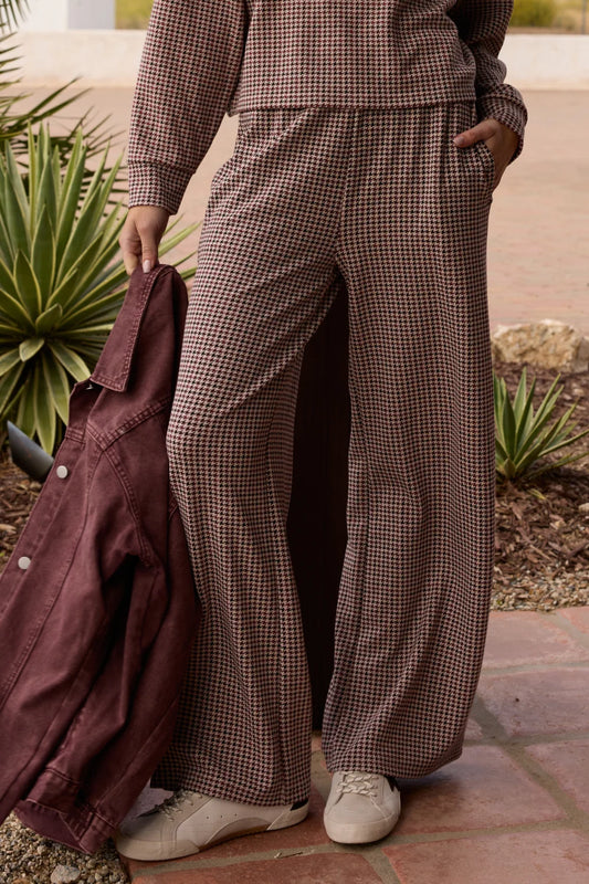 Houndstooth Cloud Fleece Flare Pant