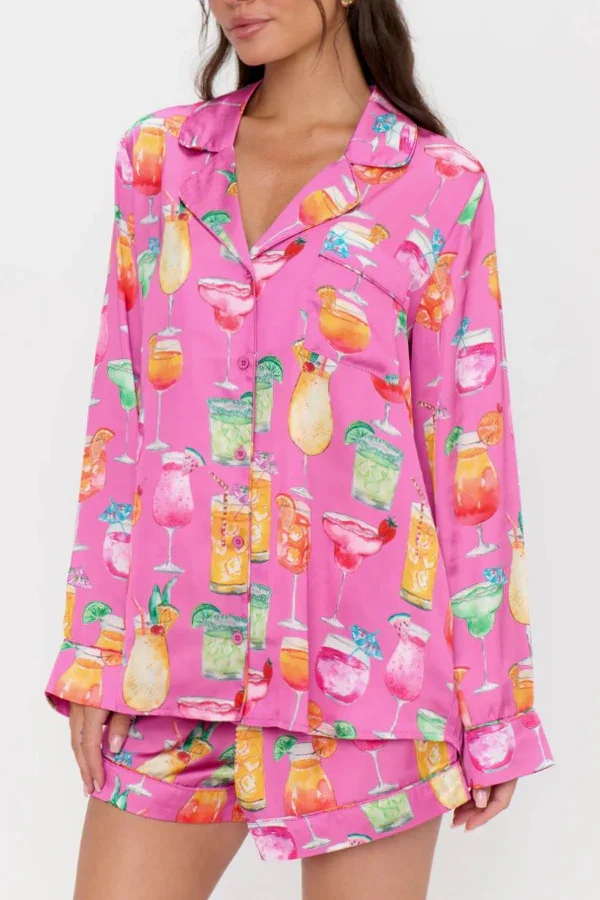 Pink Sunset Silky Cocktail Jammie Set