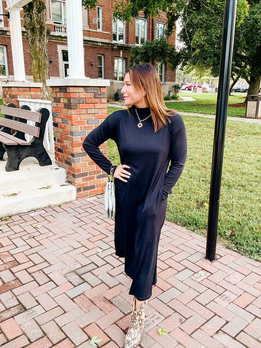 Sleek Essential Mockneck Midi Dress