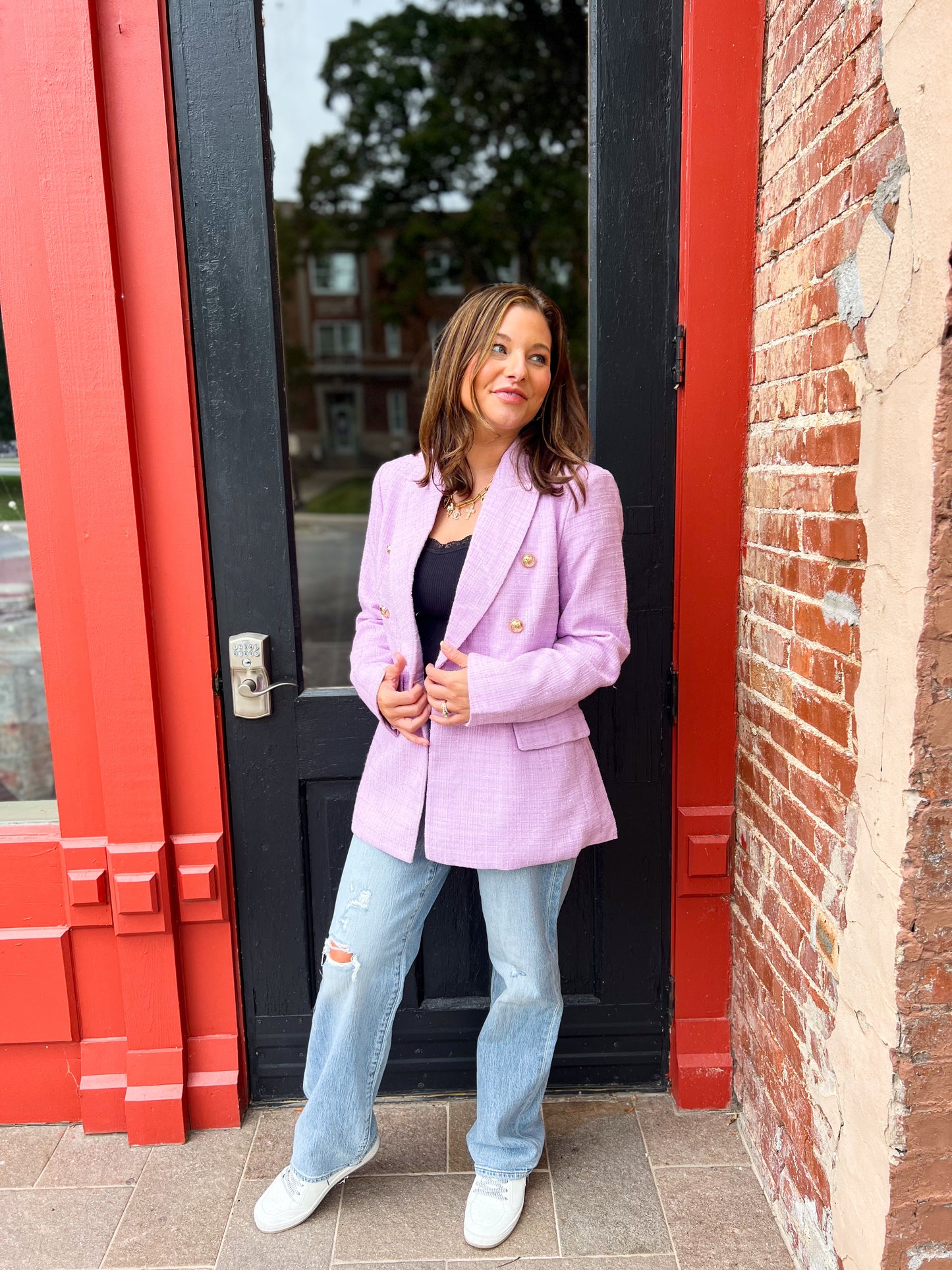 Lavender Tucker Tweed Blazer