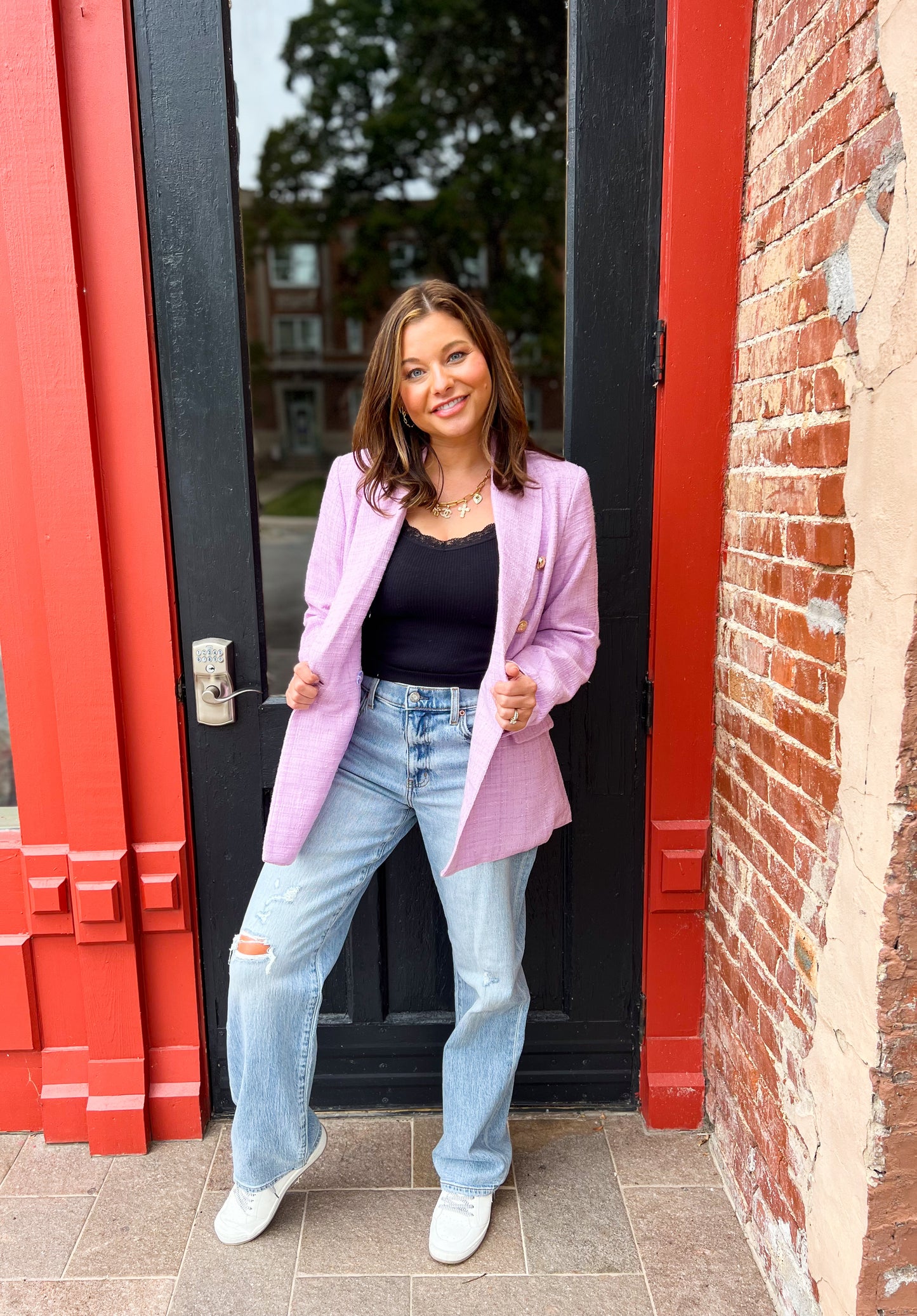 Lavender Tucker Tweed Blazer