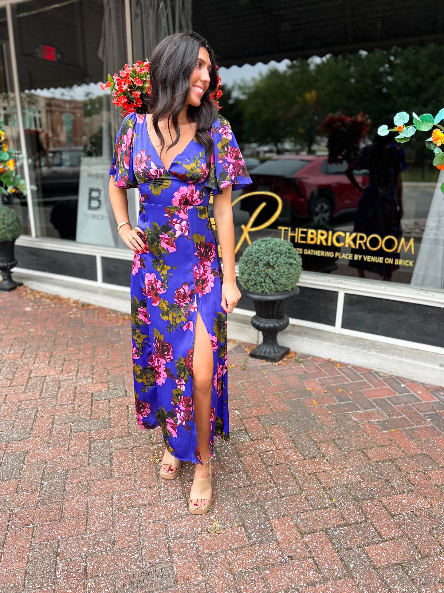 Mesmerizing Essence Flutter Sleeve Plunging Maxi Dress