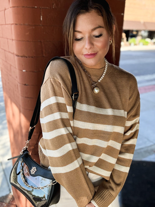 Toffee Stripe Knit Sweater